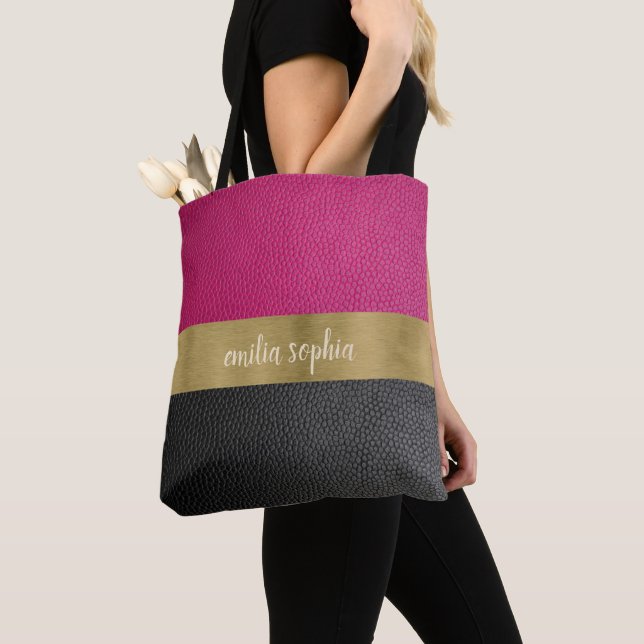 Fuchsien und Schwarz mit Gold Tasche (Von Nahem)