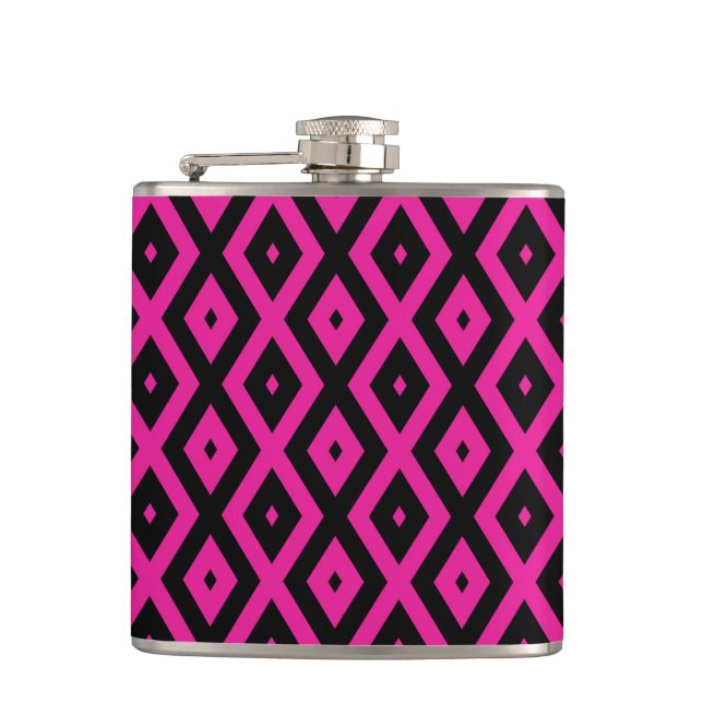 Fuchsien und schwarzer Diamant Flachmann (Vorderseite)