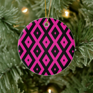 Fuchsien und schwarzer Diamant Keramik Ornament