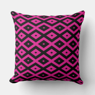 Fuchsien und schwarzer Diamant Kissen