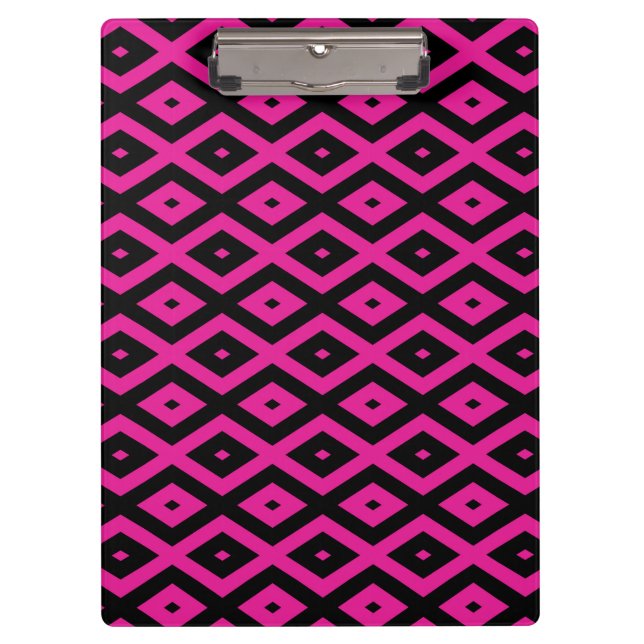 Fuchsien und schwarzer Diamant Klemmbrett (Vorderseite)