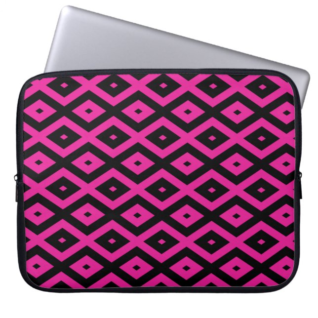 Fuchsien und schwarzer Diamant Laptopschutzhülle (Vorderseite)
