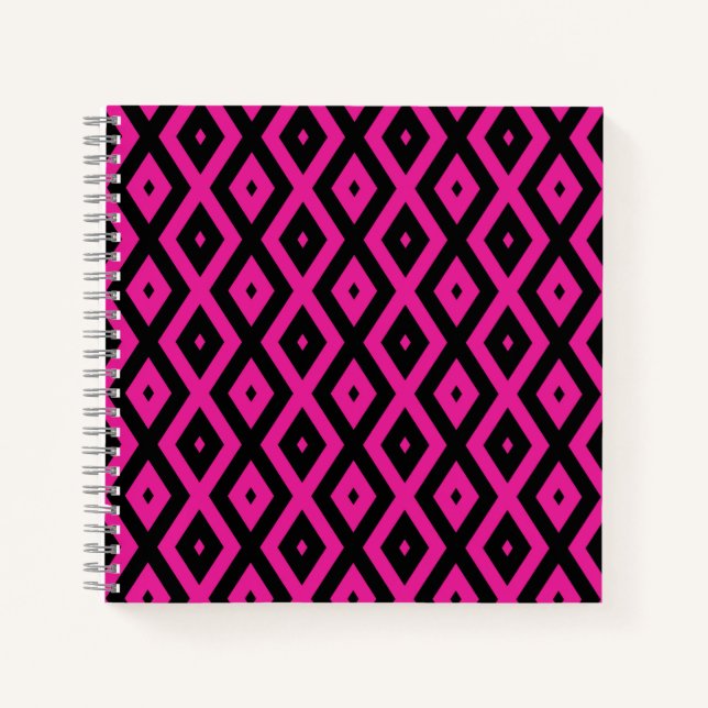 Fuchsien und schwarzer Diamant Notizbuch (Vorderseite)