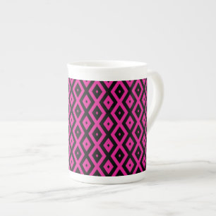 Fuchsien und schwarzer Diamant Prozellantasse