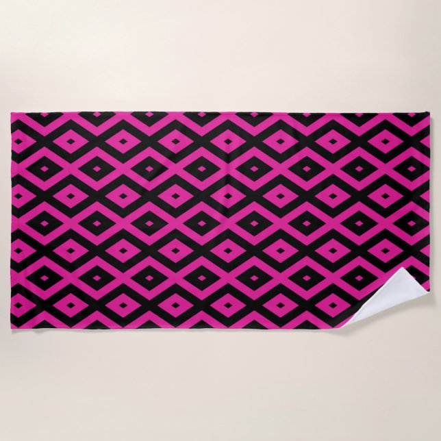 Fuchsien und schwarzer Diamant Strandtuch (Vorderseite)