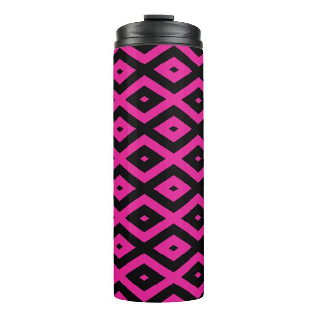 Fuchsien und schwarzer Diamant Thermosbecher (Vorderseite)