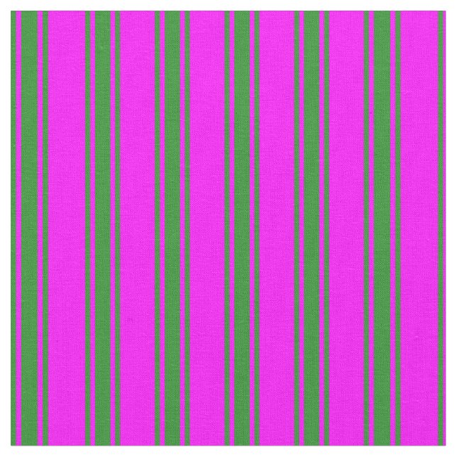 Fuchsien und waldgrüne Linien Stoff (Nahaufnahme)