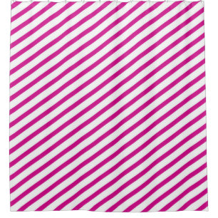 Fuchsien und weiße Diagonalstreifen modern Duschvorhang