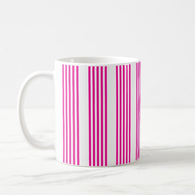 Fuchsien und weiße fünf Streifen Muster Kaffeetasse (Links)