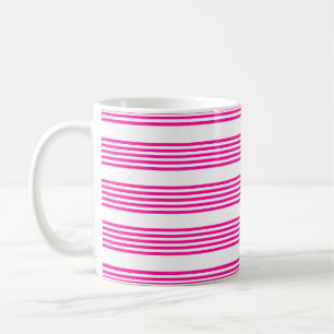 Fuchsien und weiße fünf Streifen Muster Kaffeetasse