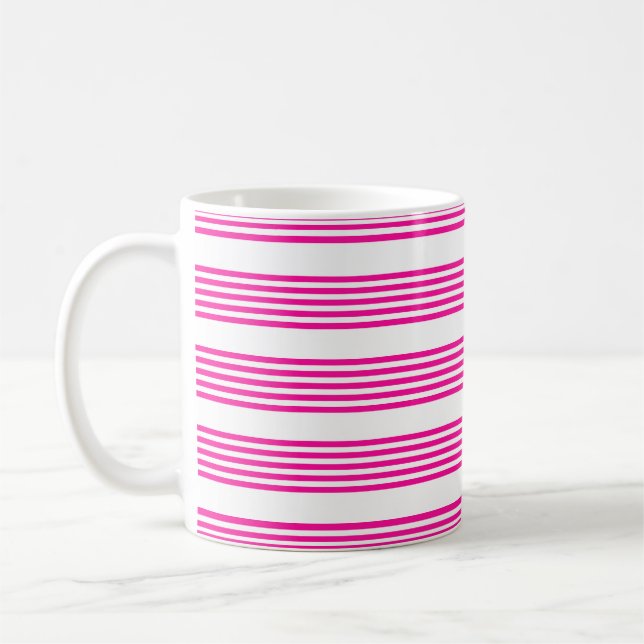 Fuchsien und weiße fünf Streifen Muster Kaffeetasse (Links)
