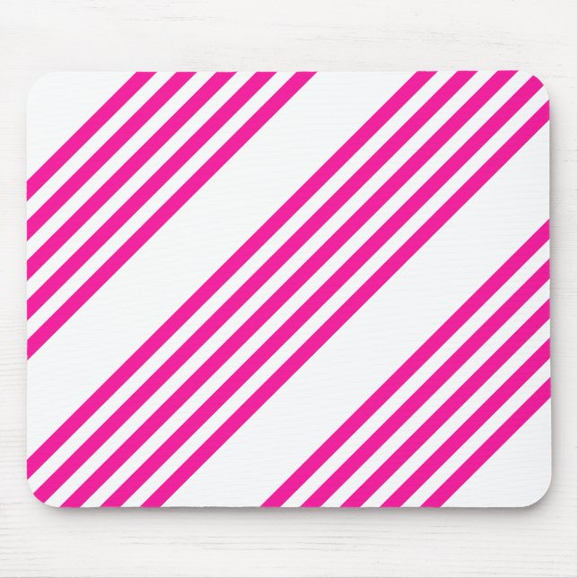Fuchsien und weiße fünf Streifen Muster Mousepad (Vorne)