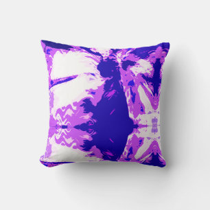 Fuchsien-Weiß-Lila-Abstraktes-Blumen-Design Kissen