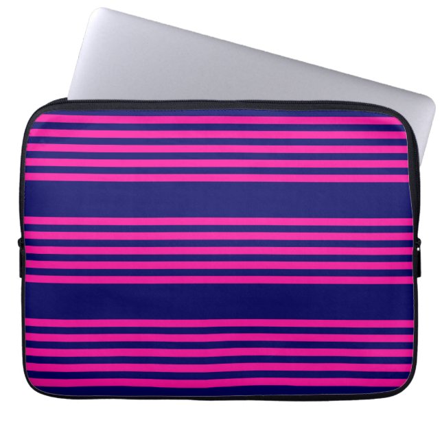 Fuchsienblauer Fünf Streifen Laptopschutzhülle (Vorderseite)
