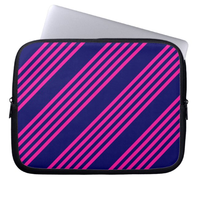 Fuchsienblauer Fünf Streifen Laptopschutzhülle (Vorderseite)