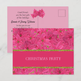 Fuchsienfarbene Poinsettias, Weihnachten Einladungspostkarte