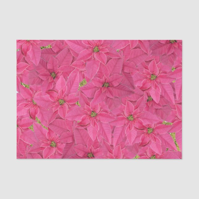 Fuchsienfarbene Poinsettien, Blumenmuster Seidenpapier (Vorderseite)