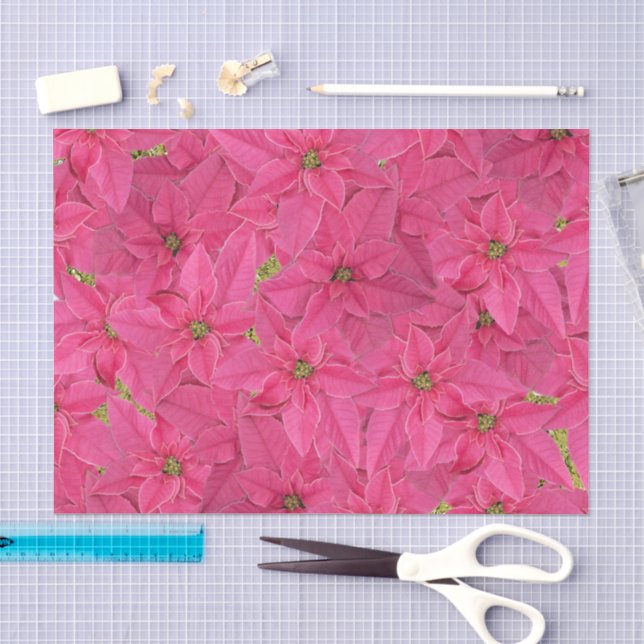 Fuchsienfarbene Poinsettien, Blumenmuster Seidenpapier (Handwerk)