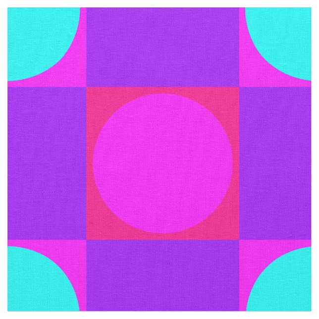 Fuchsienfarbenes Quadrat und Rundmuster Stoff (Nahaufnahme)