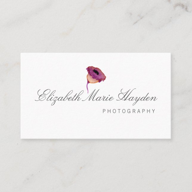 Fuchsienrosa Aquarellenkarte Visitenkarte (Vorderseite)