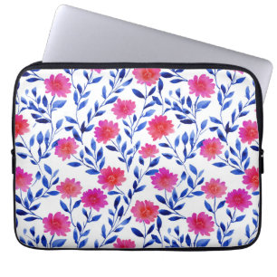 Fuchsienrosa elegante Blumen Aquarell-Blumenmuster Laptopschutzhülle