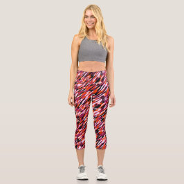 Fuchsienrosa, orange, schwarz und weiß getarnt capri leggings