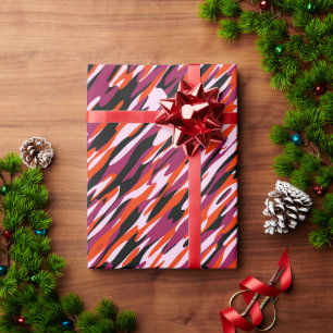 Fuchsienrosa, orange, schwarz und weiß getarnt geschenkpapier