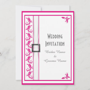 Fuchsienrosa traditionelle Hochzeit Einladung