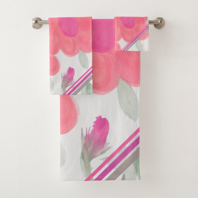 Fuchsienrosa und grün badhandtuch set (Insitu)