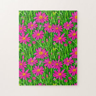Fuchsienrosa Wildblumen in einem Feld