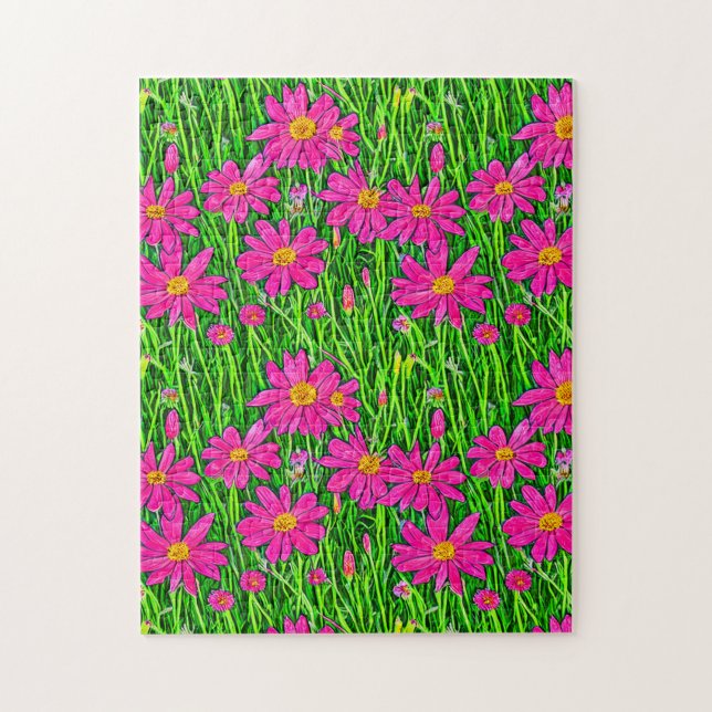 Fuchsienrosa Wildblumen in einem Feld (Vertikal)
