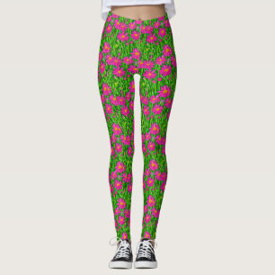 Fuchsienrosa Wildblumen in einem Feld Leggings