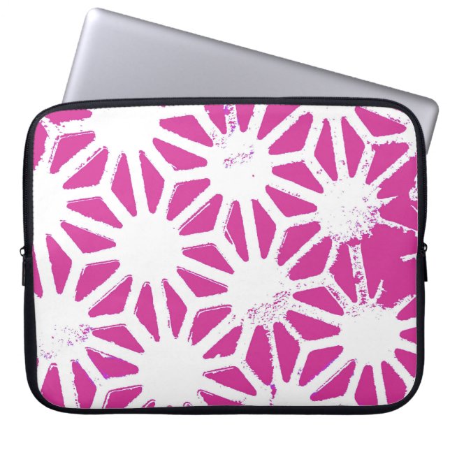 Fuchsisches geometrisches Muster Laptopschutzhülle (Vorderseite)