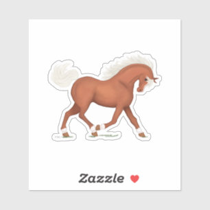 Füchsisches Pferd mit Blesse und Stiefeln Pony Rei Aufkleber