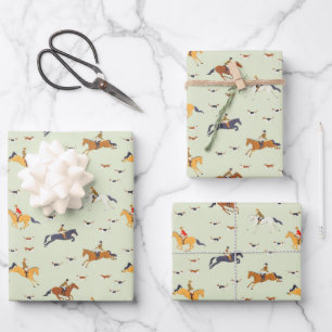 Fuchsjagd Reiter Muster Vereinigtes Königreich Geschenkpapier Set