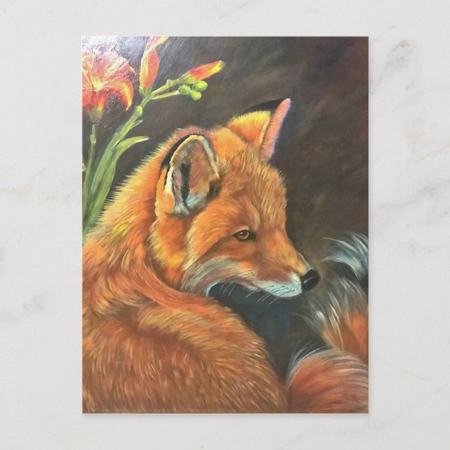 Fuchslandschaft Malerei Handkunst Natur Postkarte (Vorderseite)