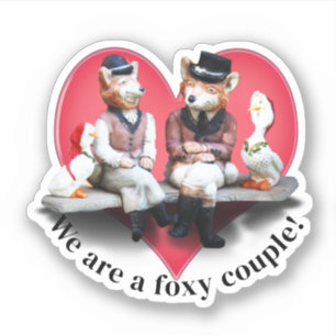 Fuchspaar Valentinstag Aufkleber
