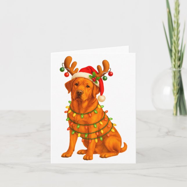 Fuchsroter Lab Christmasbaum Licht Pyjama Labrador Karte (Vorderseite)