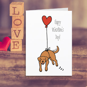 Fuchsroter Labrador Herzballon Valentinstag Feiertagskarte