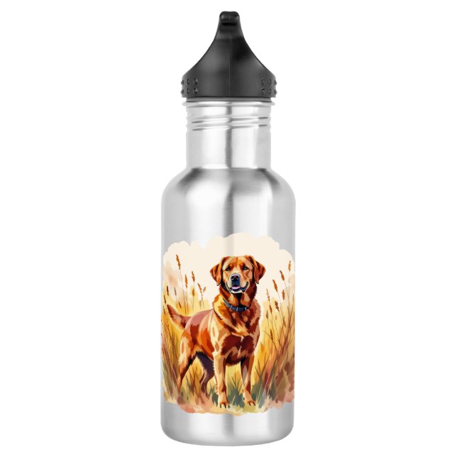 Fuchsroter Labrador Retriever Hund Edelstahlflasche (Rechts)