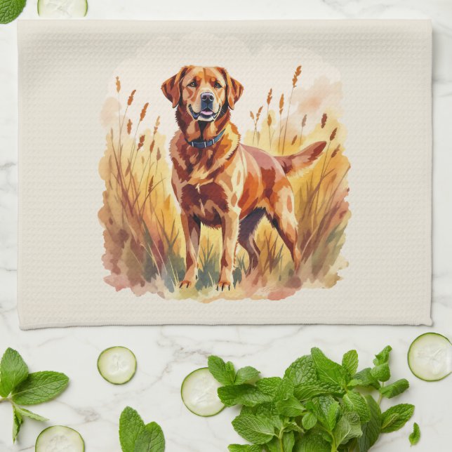 Fuchsroter Labrador Retriever Hund Geschirrtuch (Gefaltet)