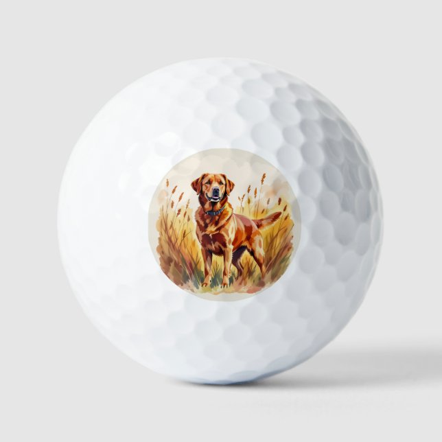 Fuchsroter Labrador Retriever Hund Golfball (Vorderseite)