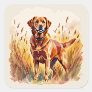 Fuchsroter Labrador Retriever Hund Quadratischer Aufkleber