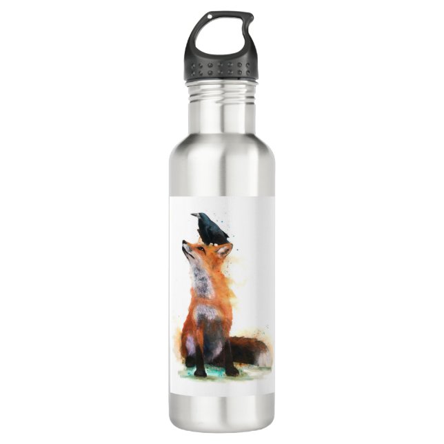 Fuchswasserflasche und Rabe Edelstahlflasche (Vorderseite)