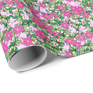 Fucshia-Blume auf blassrosa Untergrund Geschenkpapier