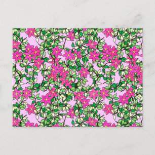 Fucshia-Blumen auf einem hellrosa Hintergrund Postkarte