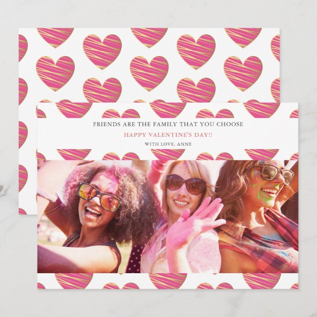 Fucshia Heart Best Friends Photo Happy Valentine's (Vorne/Hinten)