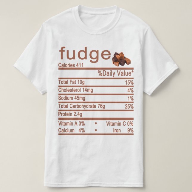 Fudge Nutrition Facts-Label T-Shirt (Design vorne)