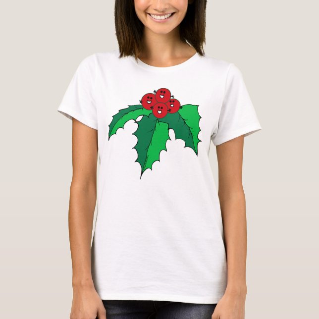 "Fudsy Faces", Happy Holly Christmas, Sweatshirt T-Shirt (Vorderseite)
