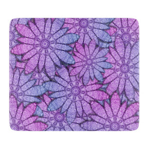 Fuel Purple Flowers Glas Schneidebrett
